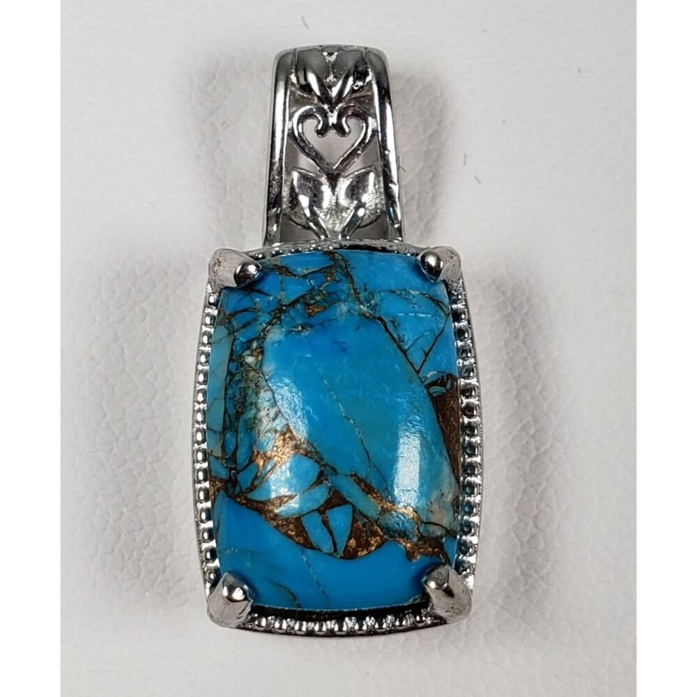 Vintage Signed CU Mojave Blue Turquoise Solitaire 6.25 ctw Pendant - Picture 2 of 15